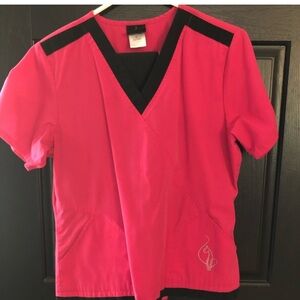 Pink and Black Scrub Top